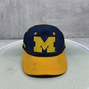 Vintage Michigan Wolverines Hat Cap Strap Back Navy Blue Yellow Embroidered BOYS